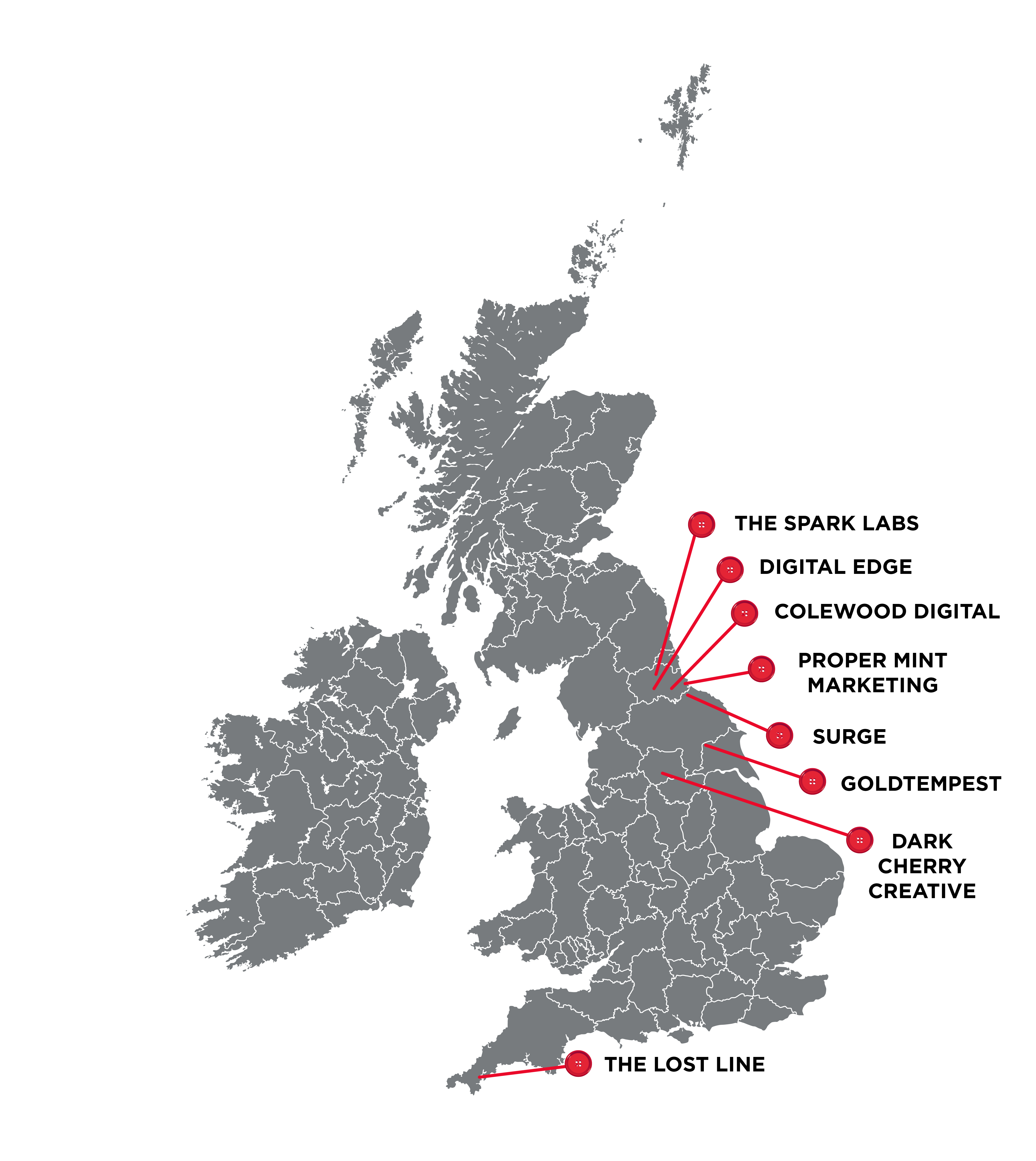 UK map showing our agency ambassadors