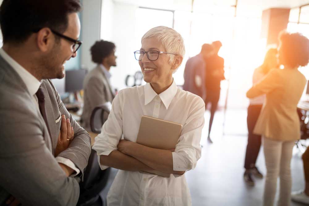 Business people connecting at an event