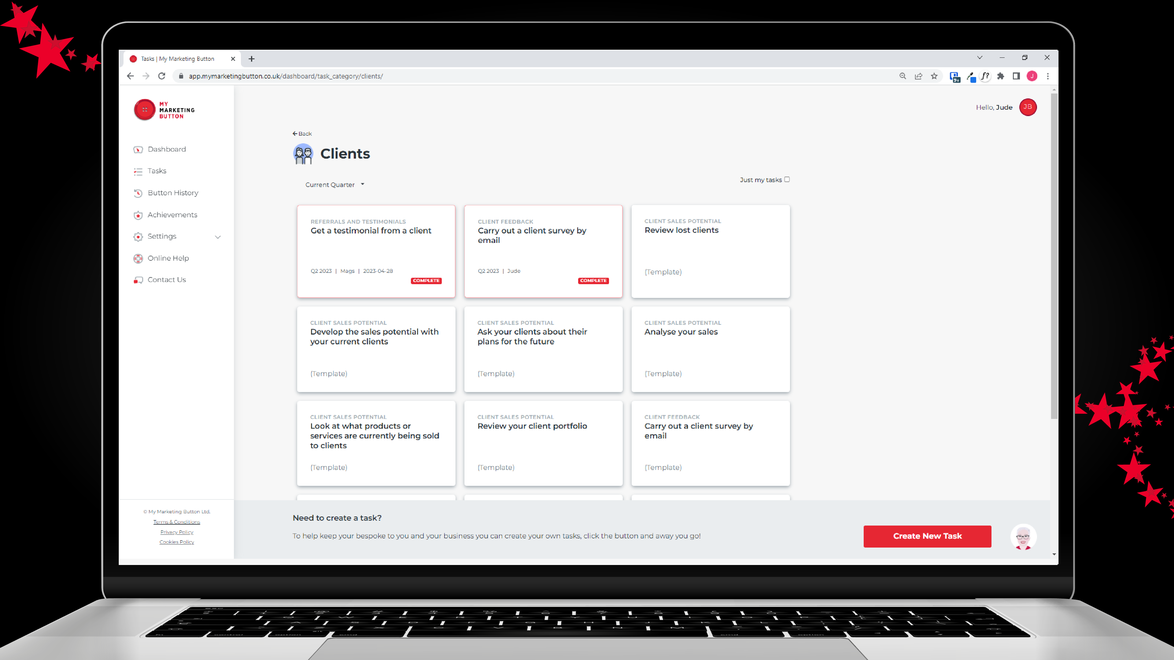 A selection of tasks relating to your clients